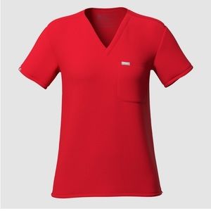 women's Pop Red Catarina - One-Pocket Scrub Top - S / Pop Red, brand new w tag